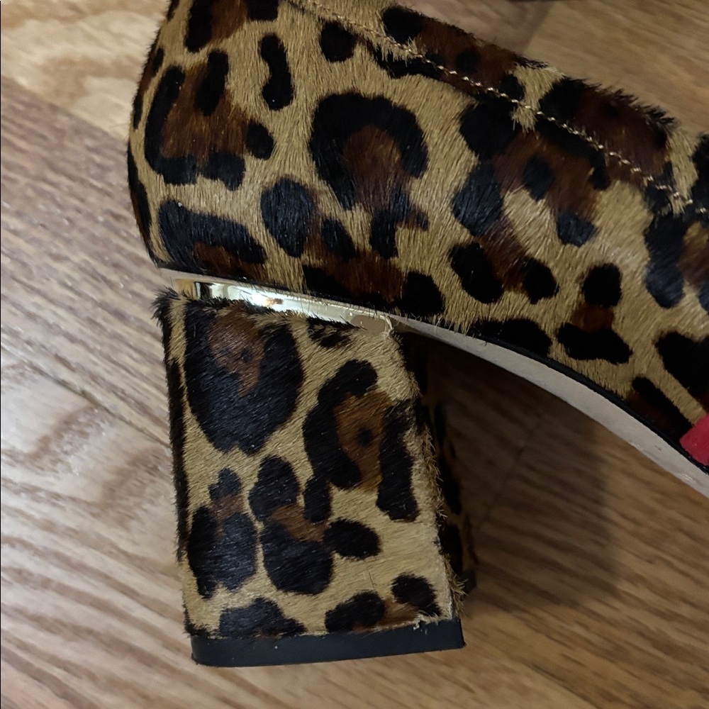 ANTONIO MELANI Leopard Print Block Heel Loafers with Pink Bow - Picture 7 of 11